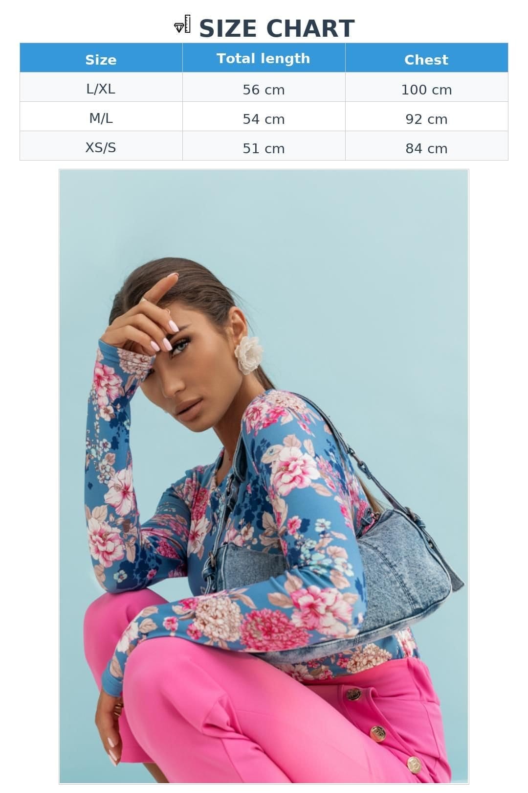 Love Lace Love Lace Women's SHIRA Floral Long Sleeve Viscose Blouse in Blue - 4