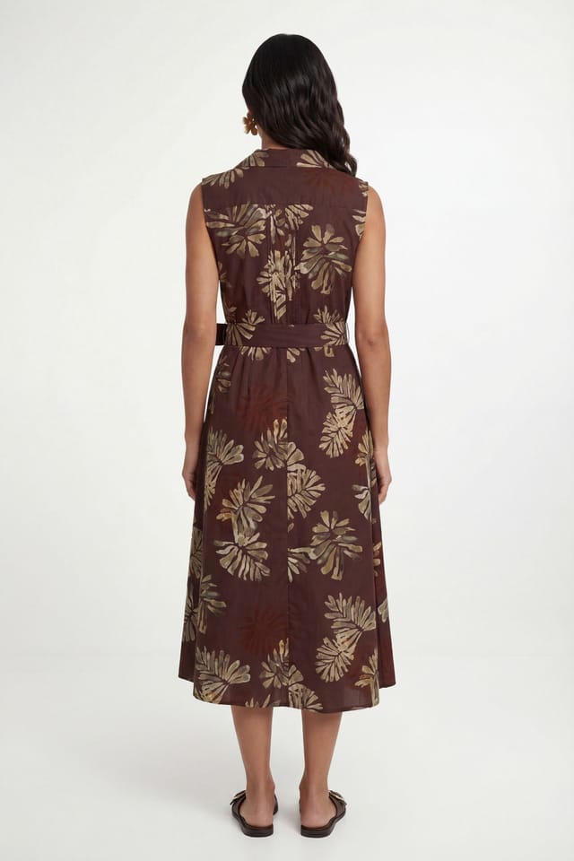 Wallis Wallis Women's Summer Cotton Palm Shirt Dress in Brown - 2
