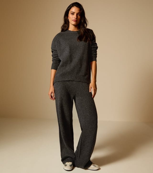 New Look Women's Dark Grey Knit Wide Leg Trousers New Look - 2