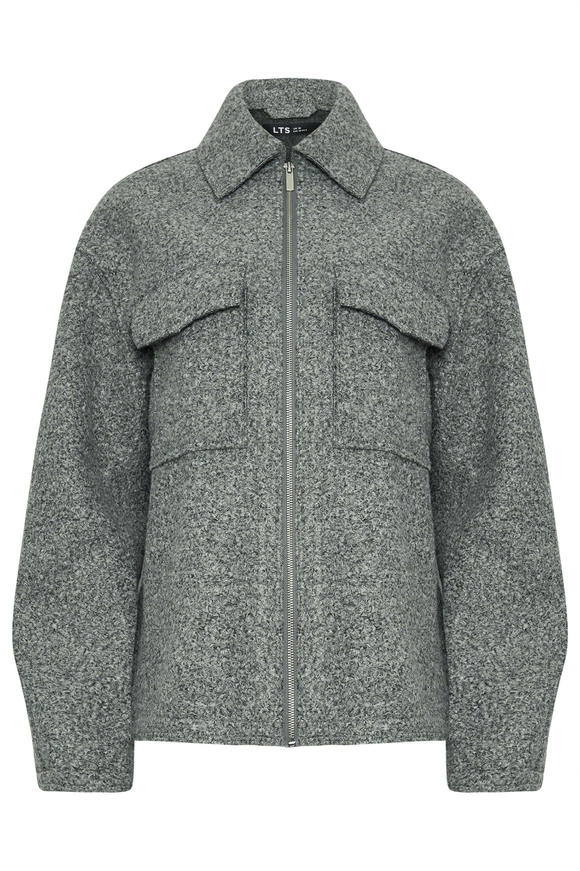 Long Tall Sally Long Tall Sally Women's Tall Textured Shacket in Grey - 2