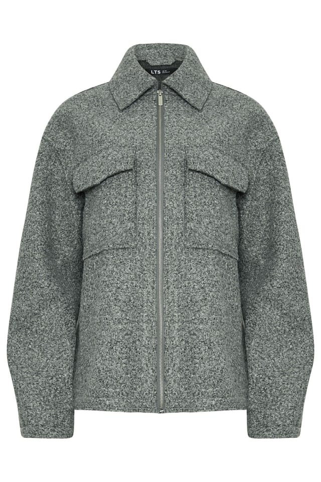 Long Tall Sally Long Tall Sally Women's Tall Textured Shacket in Grey - 2