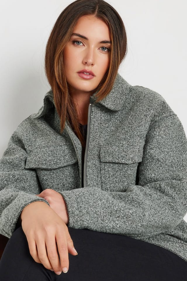 Long Tall Sally Long Tall Sally Women's Tall Textured Shacket in Grey - 3