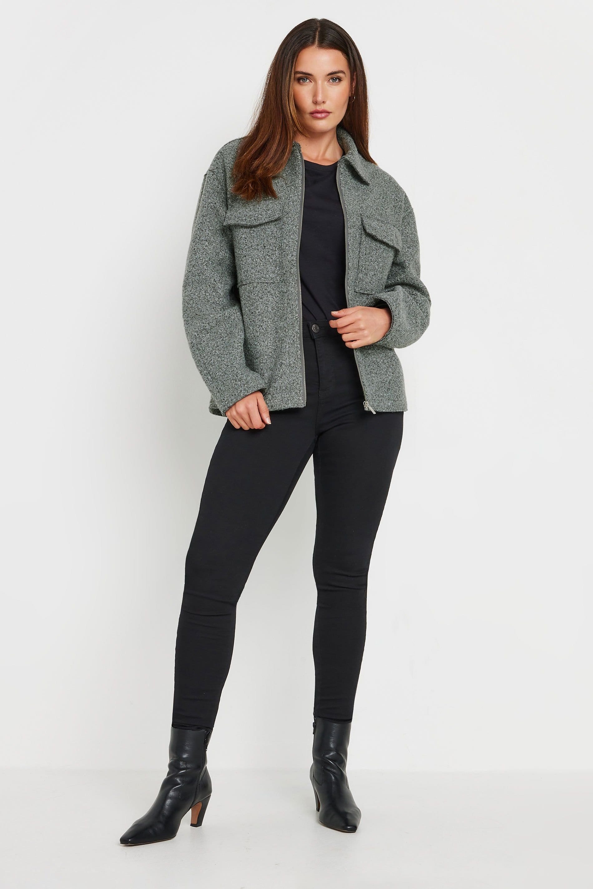 Long Tall Sally Long Tall Sally Women's Tall Textured Shacket in Grey - 4