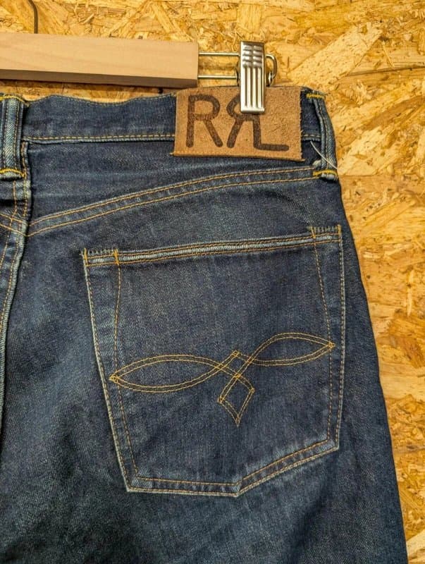 RRL RRL Selvedge Jeans Mens W32 L32 Navy Blue Wash Denim Button Fly Straight Leg