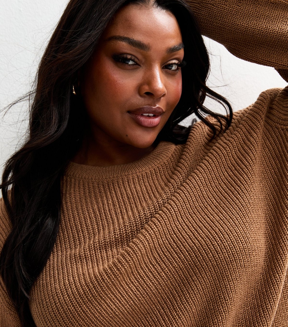 New Look Women's Plus Size Mink Ribbed Knit Jumper Curves New Look - 2