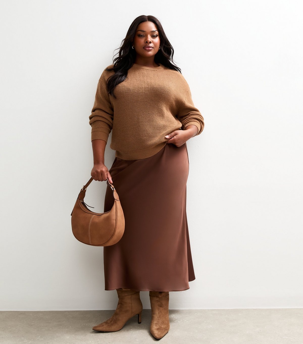 New Look Women's Plus Size Mink Ribbed Knit Jumper Curves New Look - 3