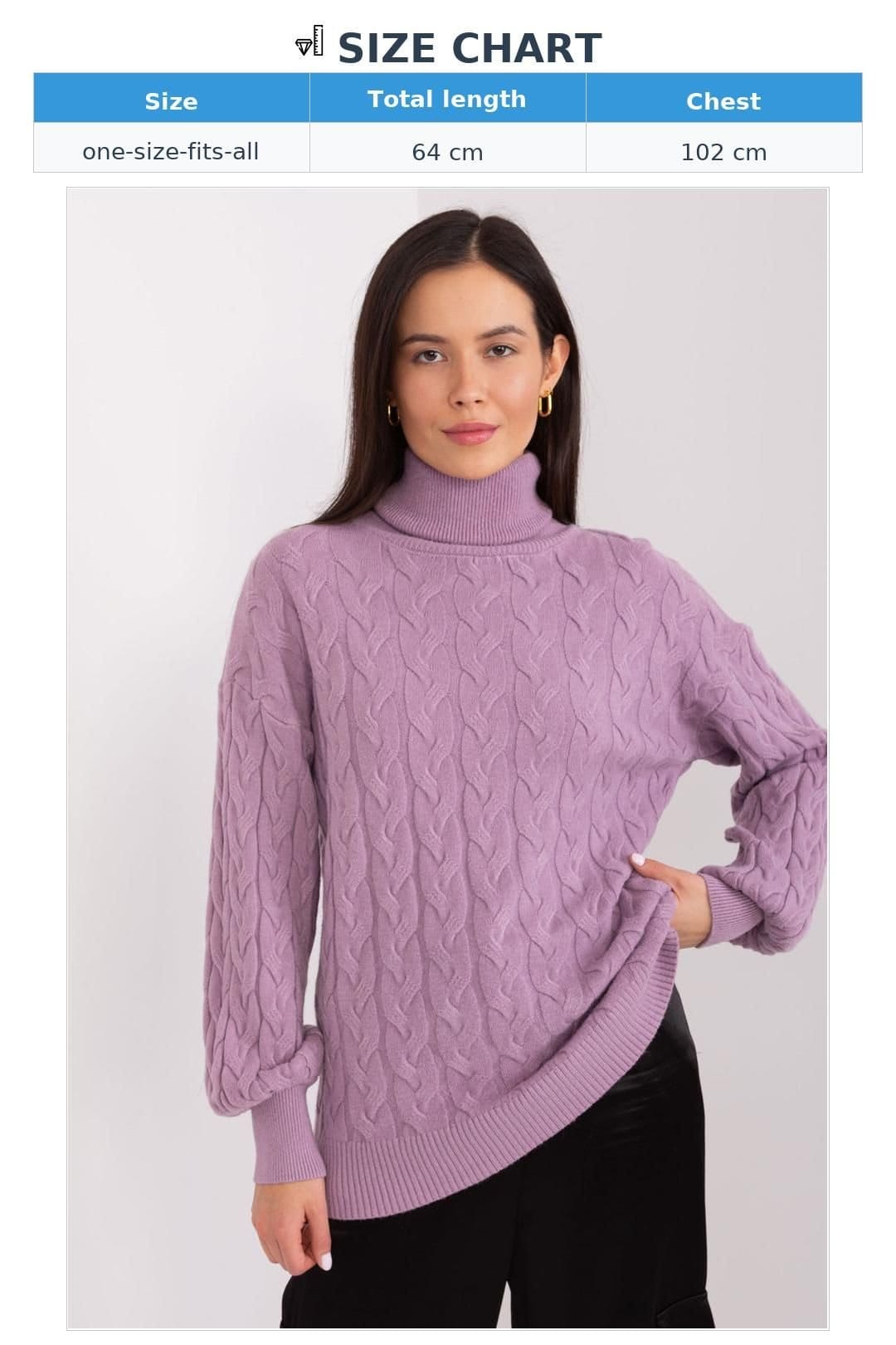 Love Lace Love Lace Women's Turtleneck Plaid Variegated Knit Sweater in Violet - 4