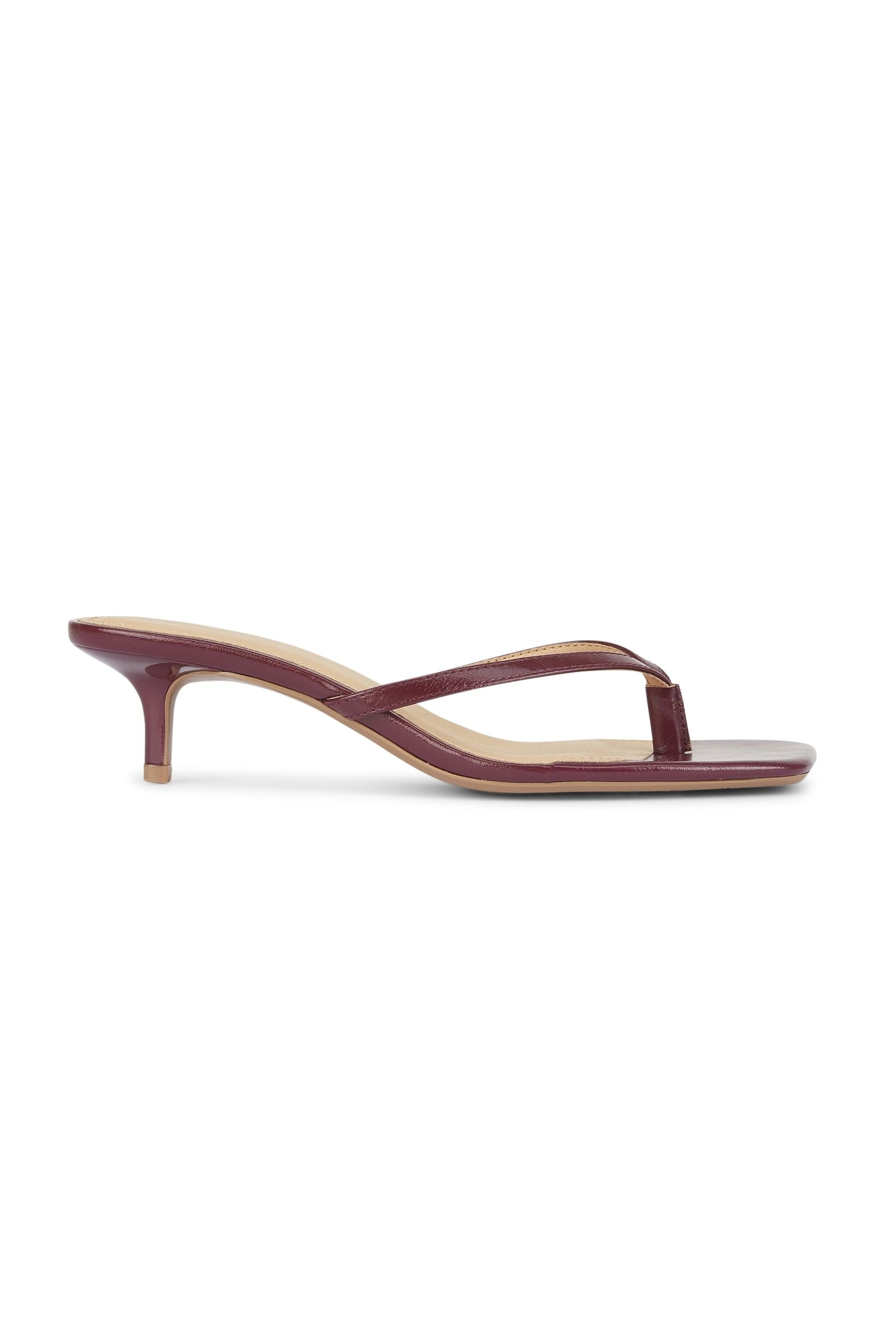 Truffle Collection Truffle Collection Women's Heeled Mules Buckle Polyurethane Kitten Heel Summer Shoes in Burgundy - 4