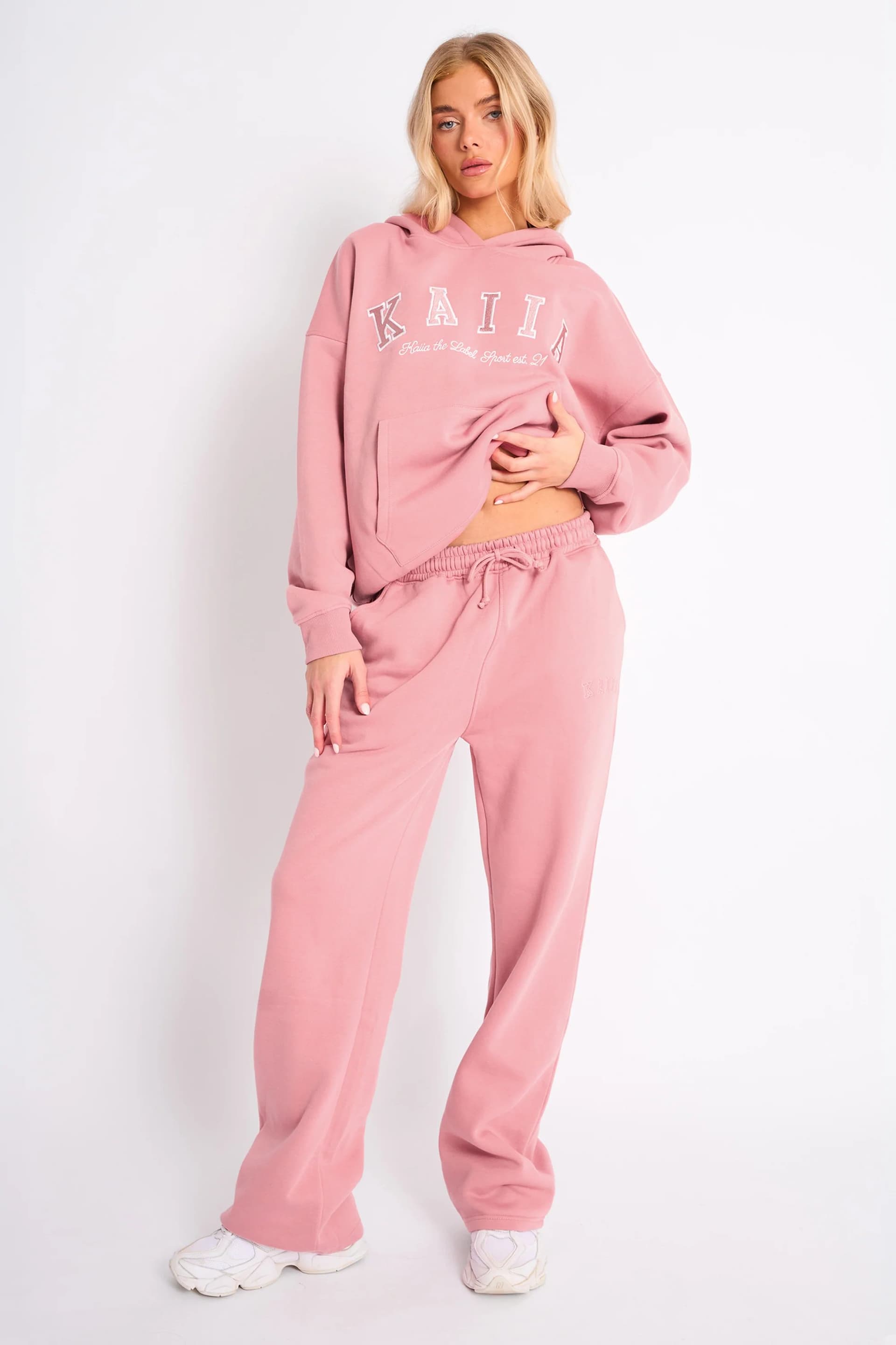 Kaiia Kaiia Casual Wide Leg Jogger Blusher