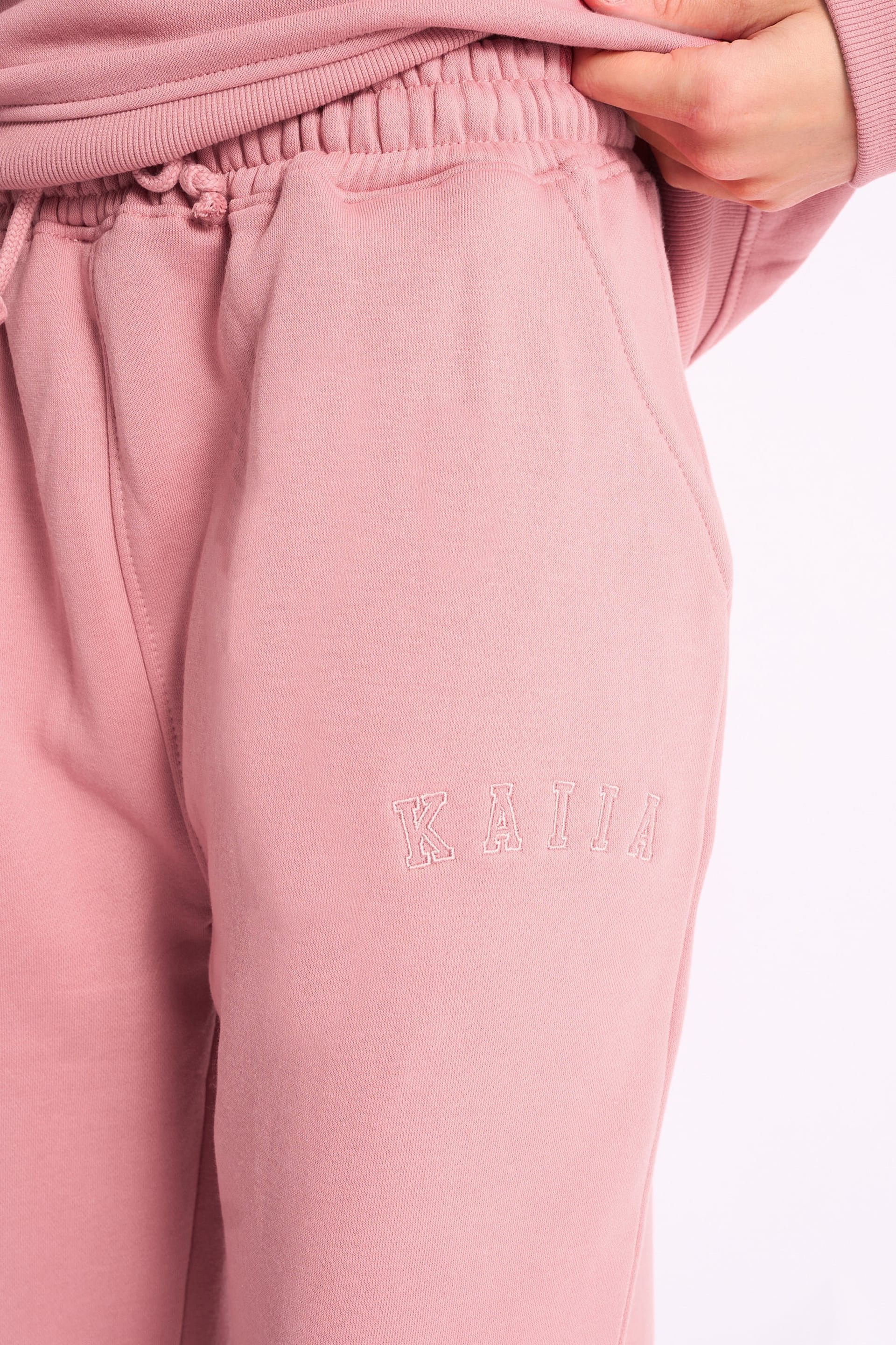 Kaiia Kaiia Logo Wide Leg Jogger Blusher - 4