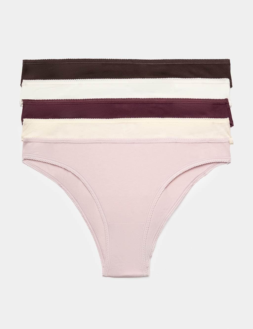 Marks & Spencer M&S 5 Pack Cotton Lycra® Brazilian Knickers Bitter Chocolate
