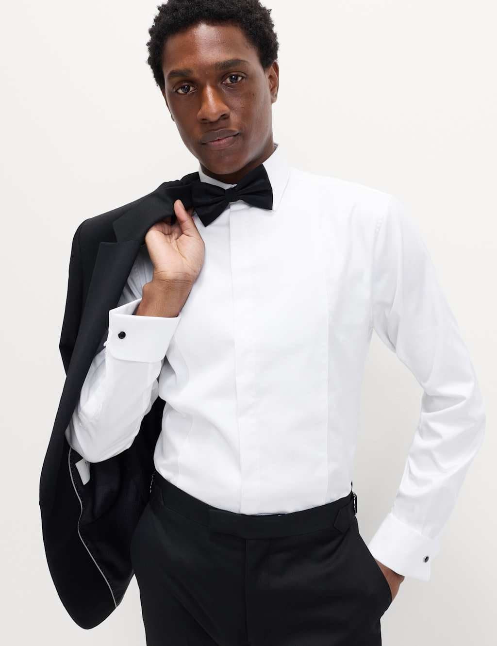 Marks & Spencer M&S Regular Fit Luxury Cotton Double Cuff Dress Shirt White