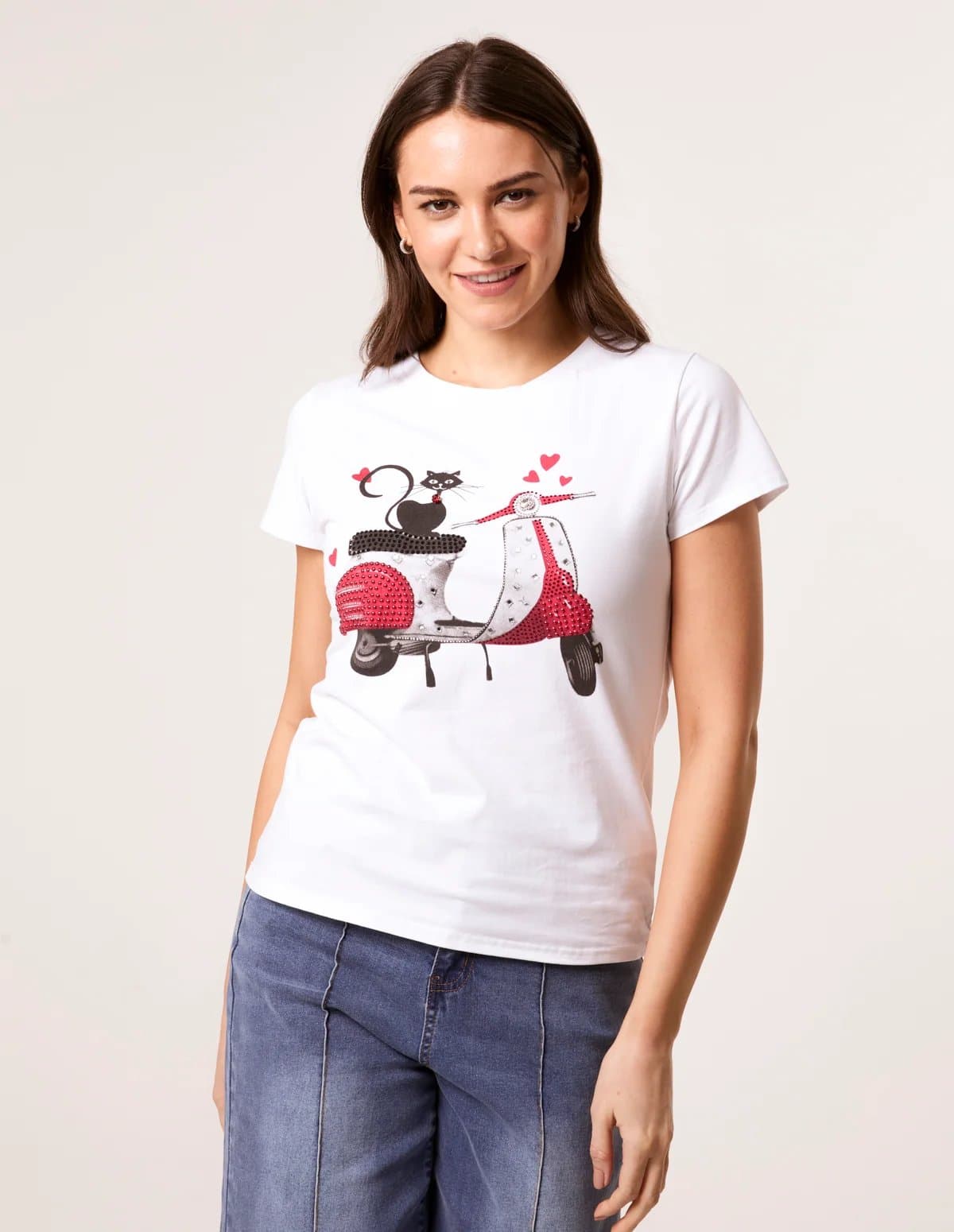 Blue Vanilla Printed Cat T-Shirt