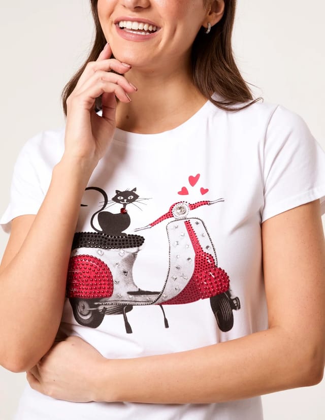 Blue Vanilla Printed Cat T-Shirt - 2