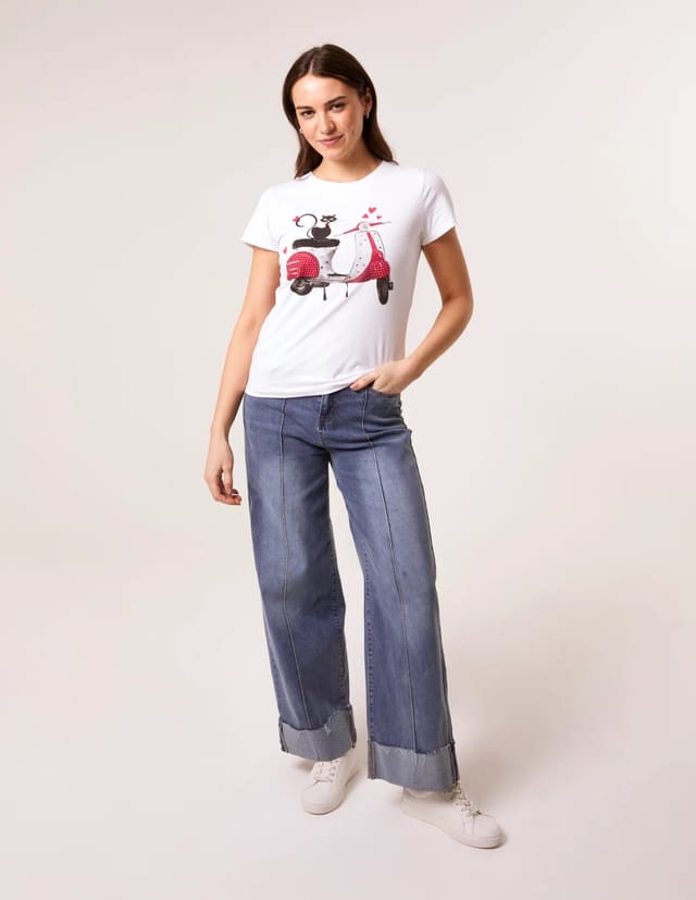 Blue Vanilla Printed Cat T-Shirt - 3