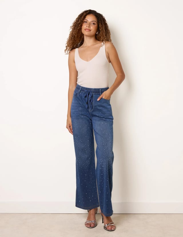 Blue Vanilla Diamante Splash Jeans - 2