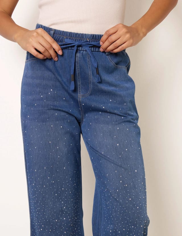 Blue Vanilla Diamante Splash Jeans - 3