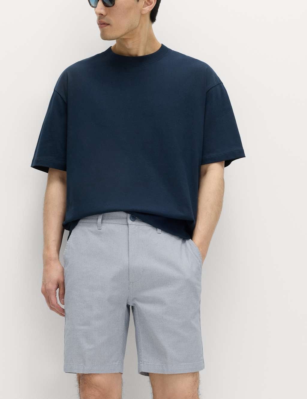 Marks & Spencer M&S Half-Elasticated Waist Chino Shorts Blue Mix - 1