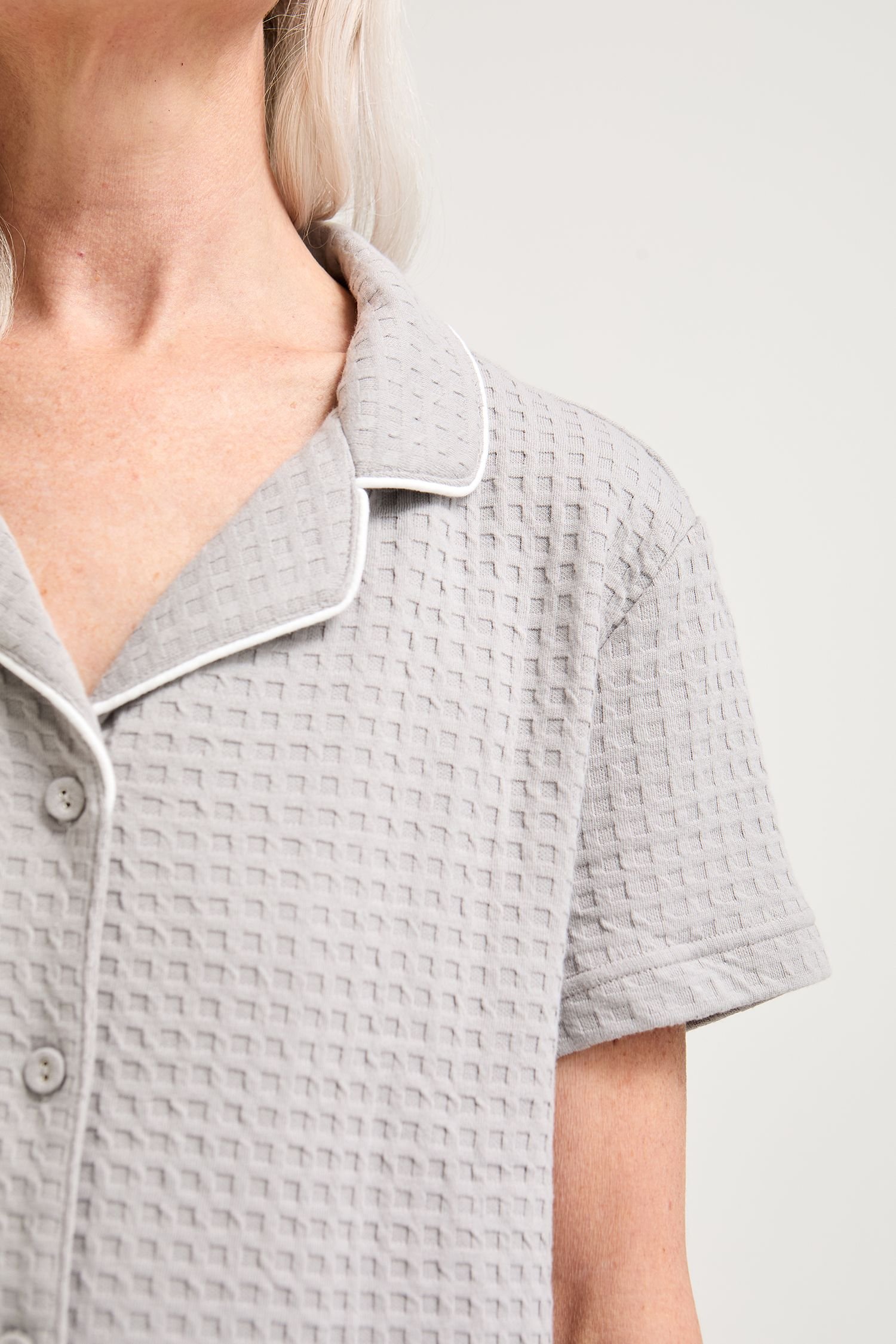 Pretty You London Pretty You London Women's Luxury Suite Waffle Short Shirt Trouser Set in Grey - 2