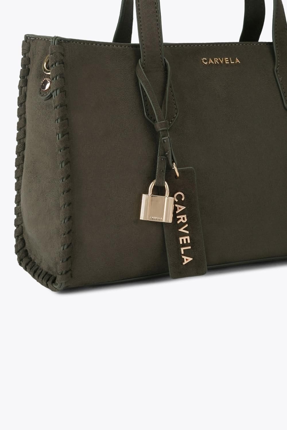 Carvela Carvela Women's 'Juno Whipstitch Mini' Suedette Bag in Khaki - 4