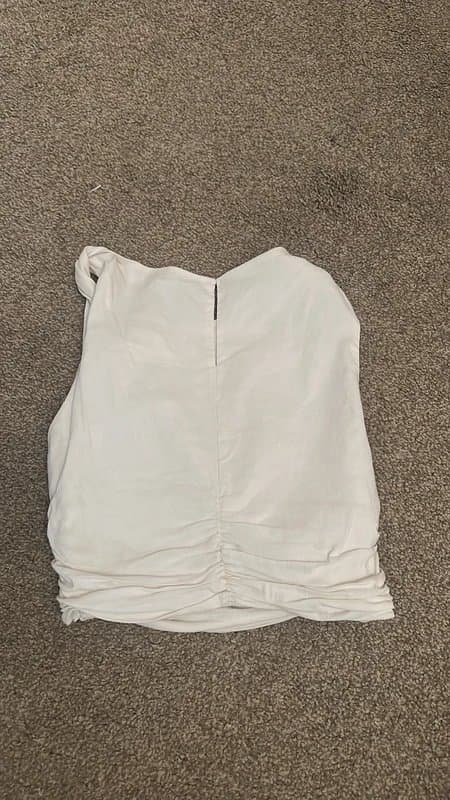 Zara Zara linen crop vest top with ruching and twisted strap