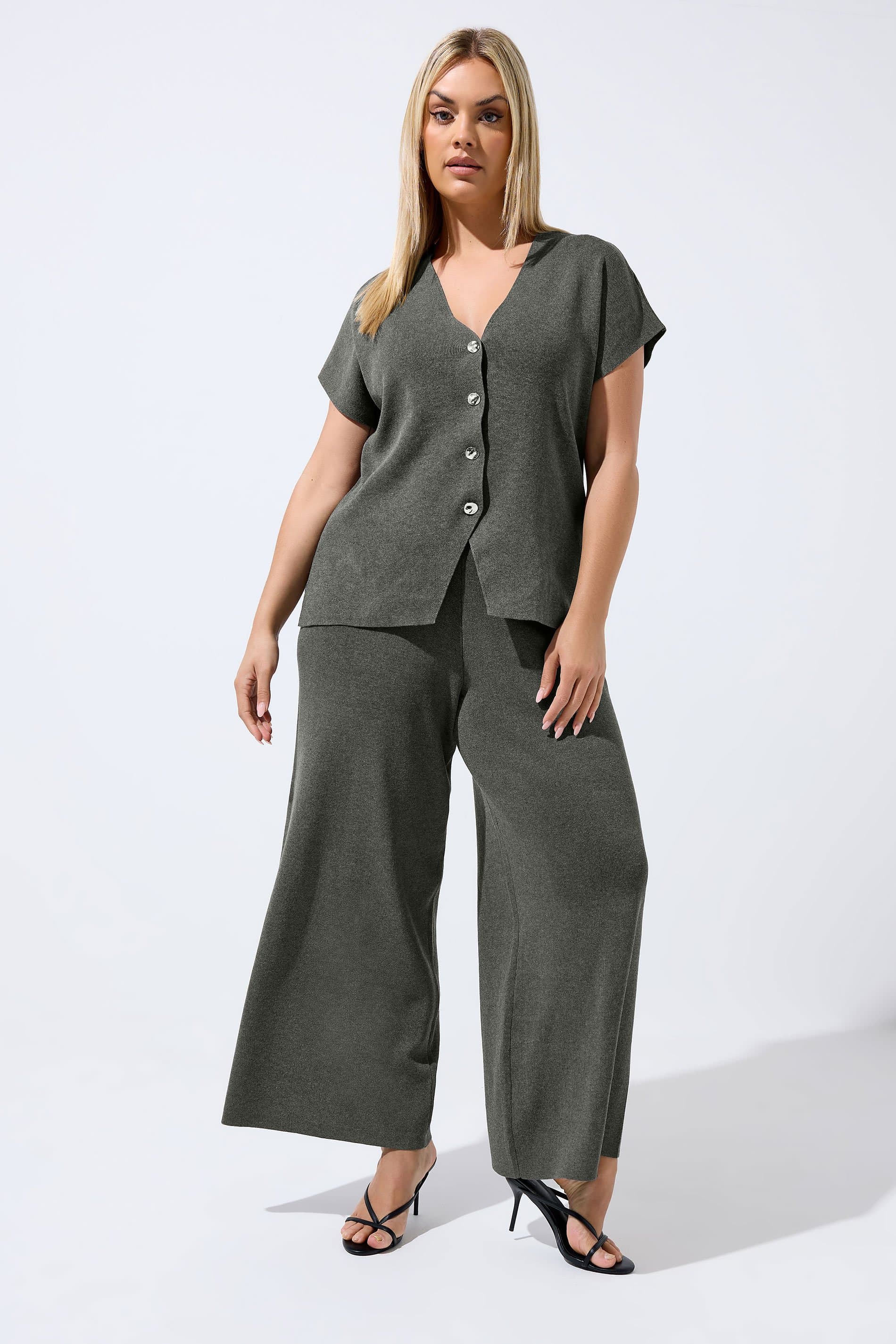 Limited Collection Plus Size Grey Knitted Trousers