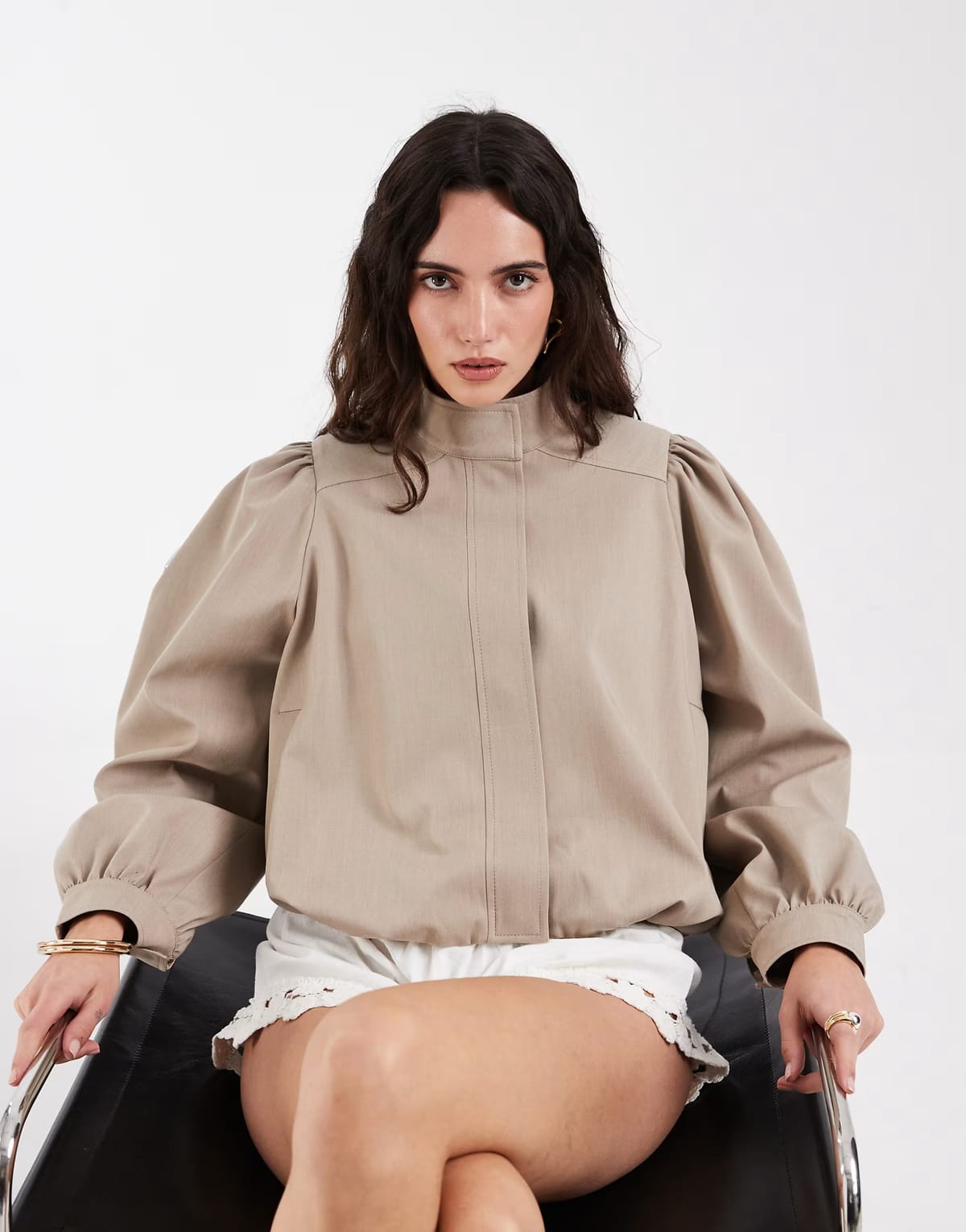 ASOS ASOS DESIGN tailored blazer with bubble hem in stone texture - 1
