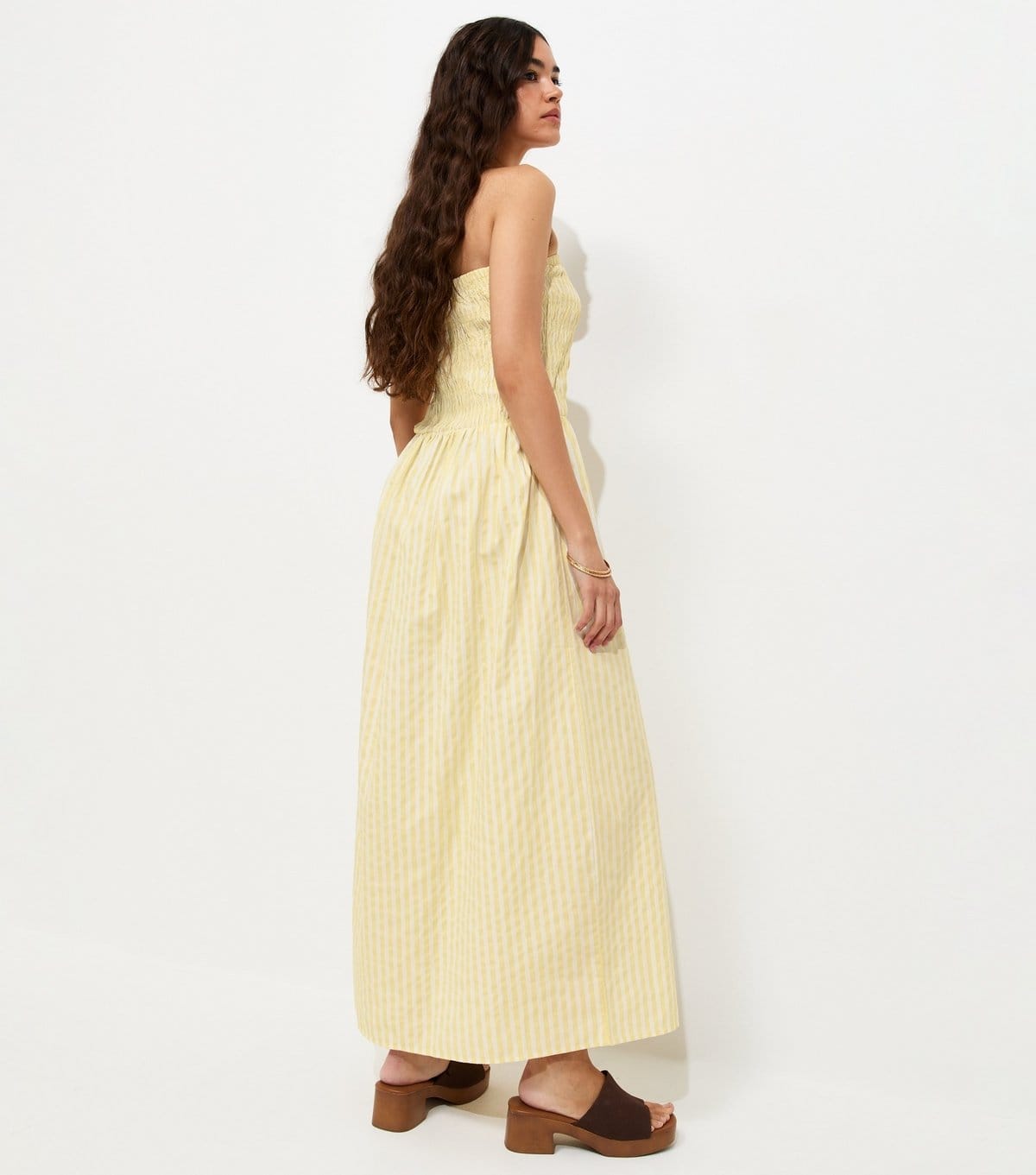 New Look Women's Yellow Striped Shirred Bandeau Dress New Look - 4