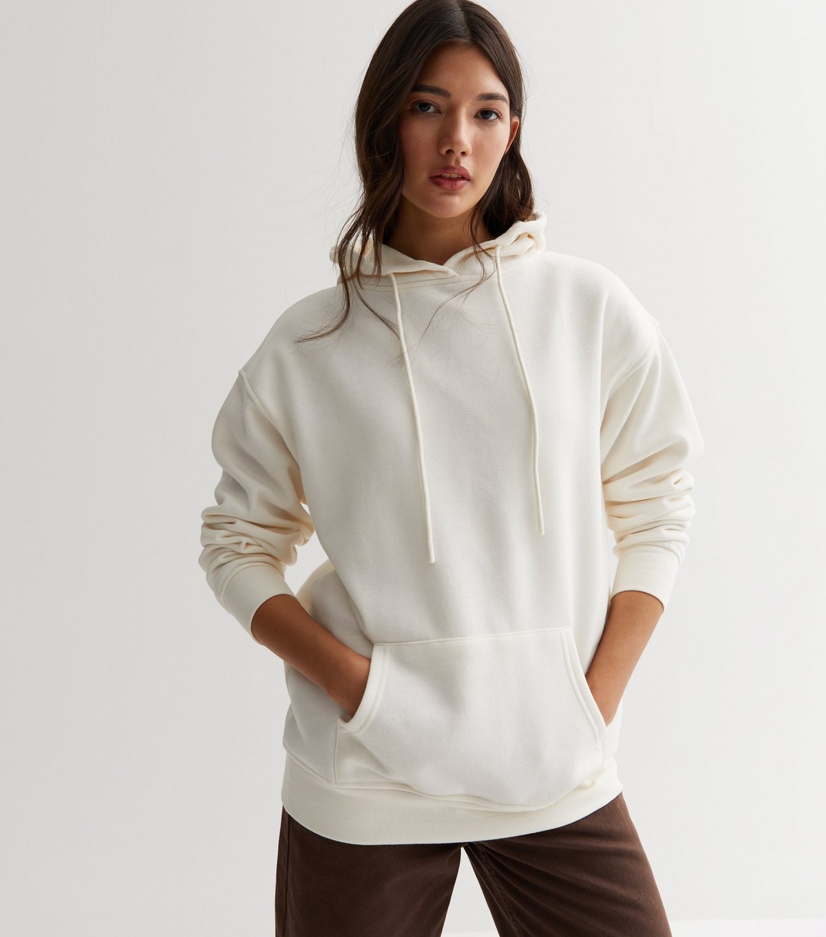New Look Women's Off White Pocket Front Hoodie New Look - 2