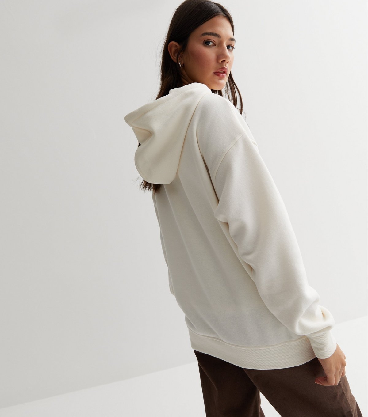 New Look Women's Off White Pocket Front Hoodie New Look - 4