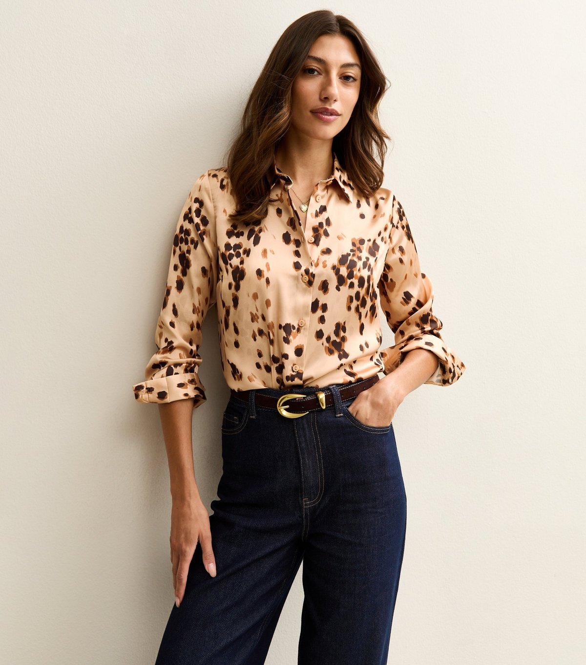 New Look Women's Tall Pink Animal Print Satin Blouse New Look - 2