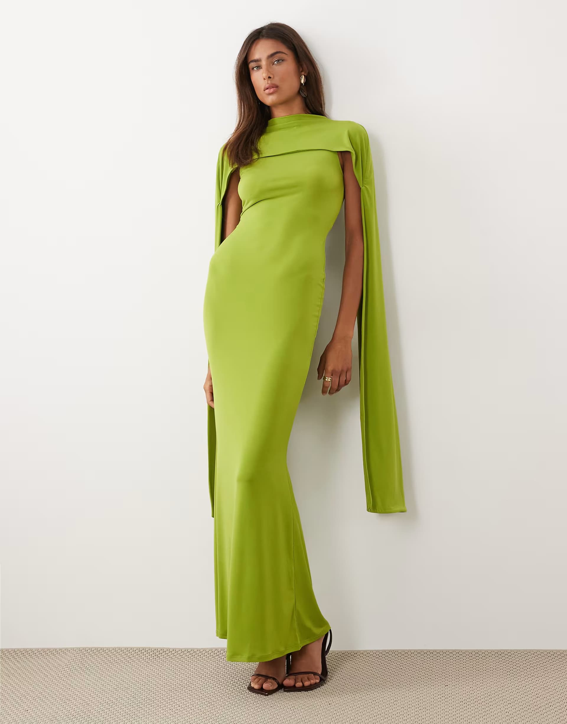 ASOS ASOS DESIGN slinky sleeveless extreme scarf detail maxi dress in bright green