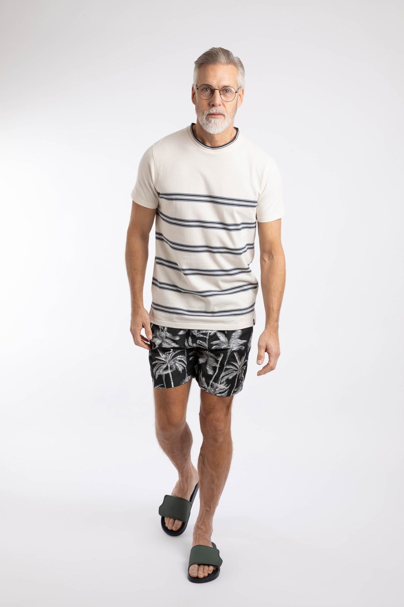 Weird Fish Weird Fish Men's Fjord Pique Stripe Crew Neck T-Shirt in Cream - 4