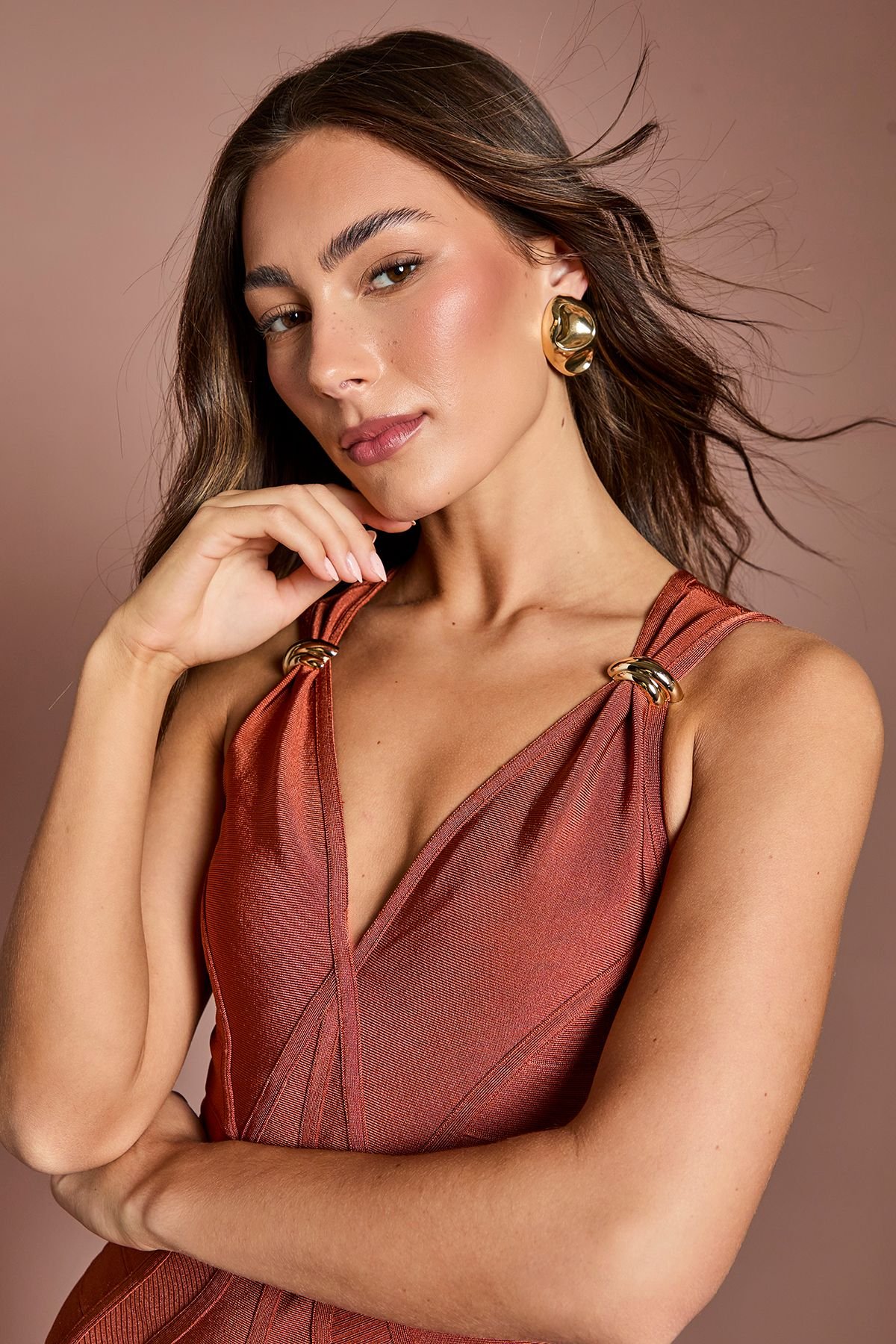 Coast Coast Women's Sleeveless Bandage Fitted Pencil Dress in Rust - 4