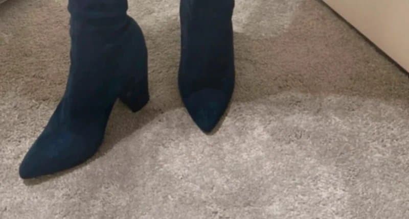 Missguided Missguided Navy Over The Knee Boots UK 4 Faux Suede Block Heel