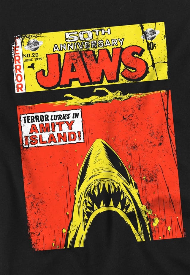Universal Universal Men's Jaws Retro Comic Poster T-Shirt, Black - 3