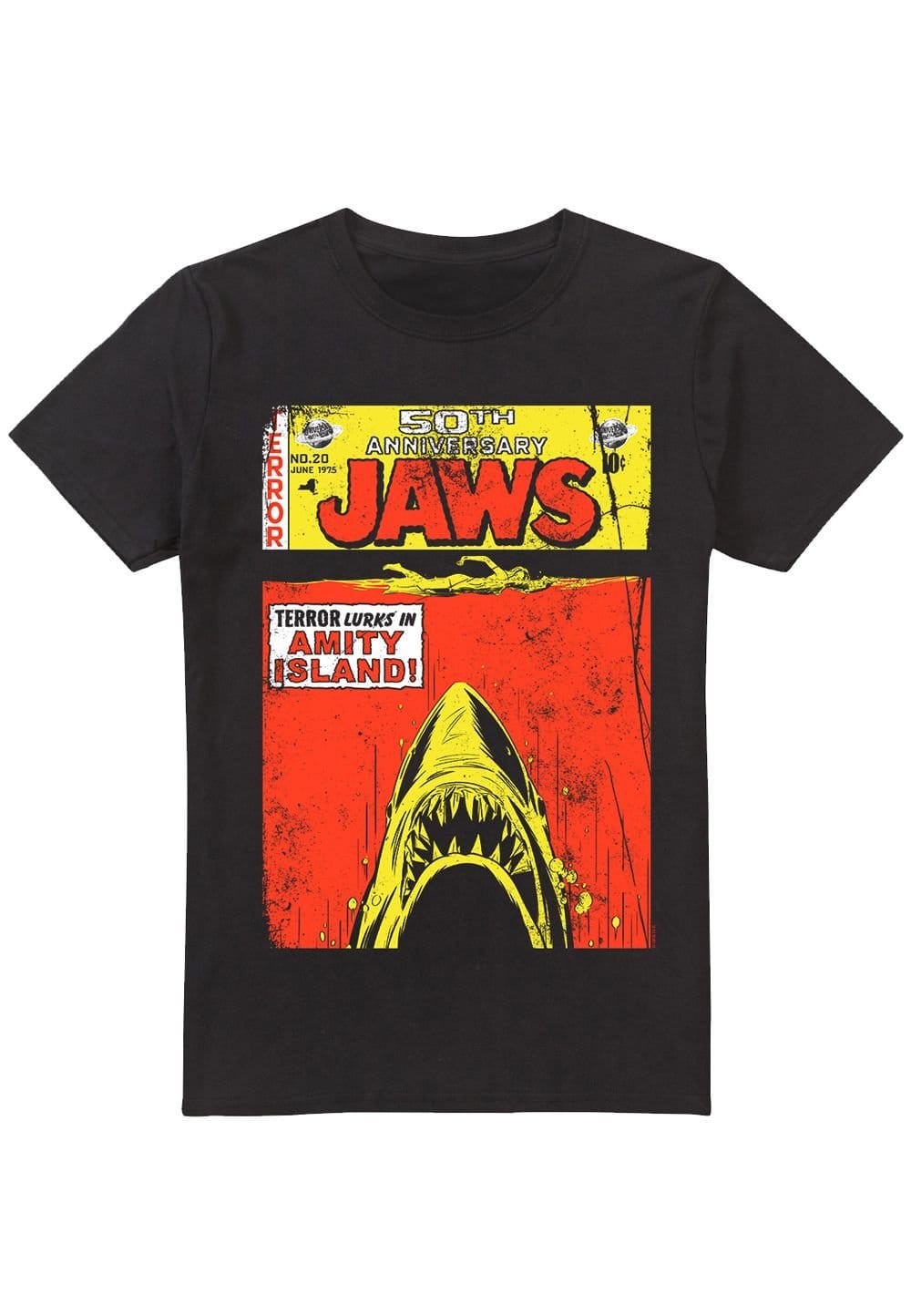 Universal Universal Men's Jaws Retro Comic Poster T-Shirt, Black - 4