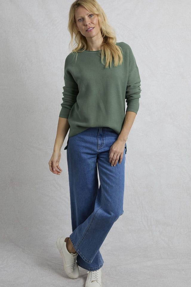 Weird Fish Weird Fish Women's Dalla Knitted Crew Neck Jumper in Turquoise - 3