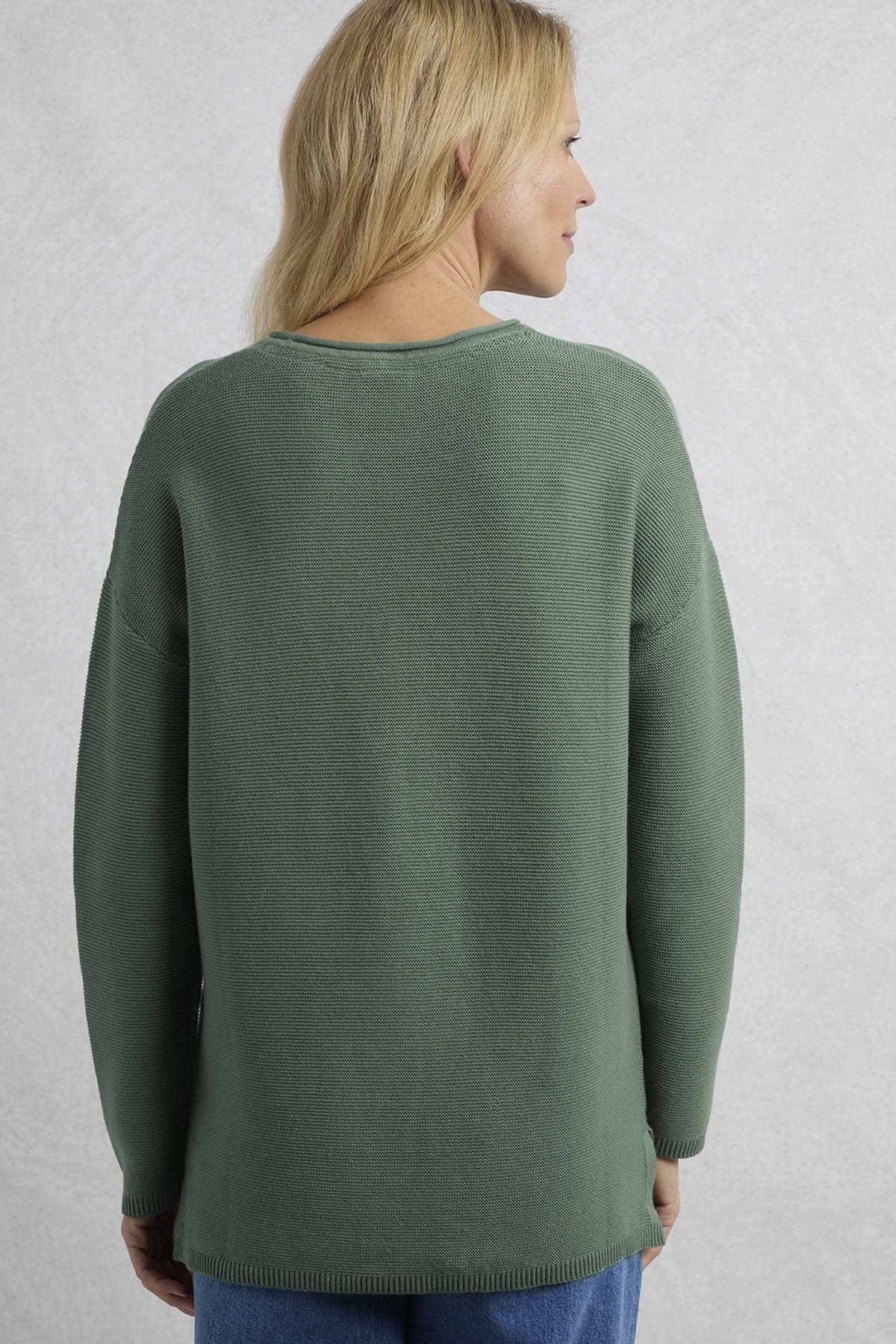 Weird Fish Weird Fish Women's Dalla Knitted Crew Neck Jumper in Turquoise - 4