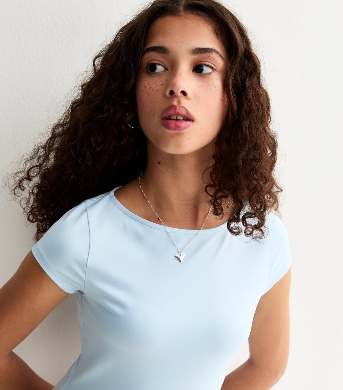 New Look Girls' Light Blue Slash Neck Slinky T-Shirt New Look