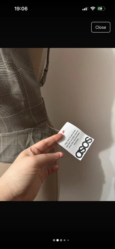 ASOS Design peplum low cut back plaid check grey beige neutral strappy size 10 - 1