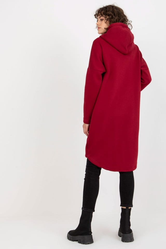Love Lace Love Lace Women's Extended Cut Zipper Hoodie Sweatshirt in Red - 3