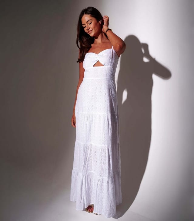 South Beach Women's White Broderie Anglaise Twist Maxi Dress South Beach New Look - 2