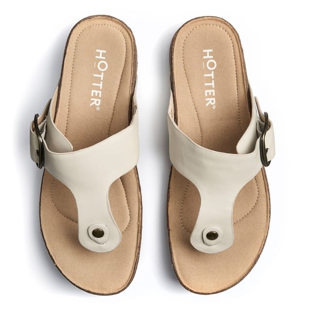 Hotter Hotter Women's 'Resort' Toe-Post Sandals in Cream - 3