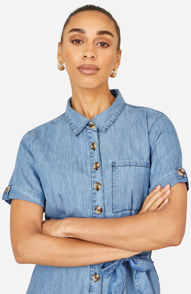 Yumi Yumi Women's Cotton Denim Jumpsuit in Light Blue - 2