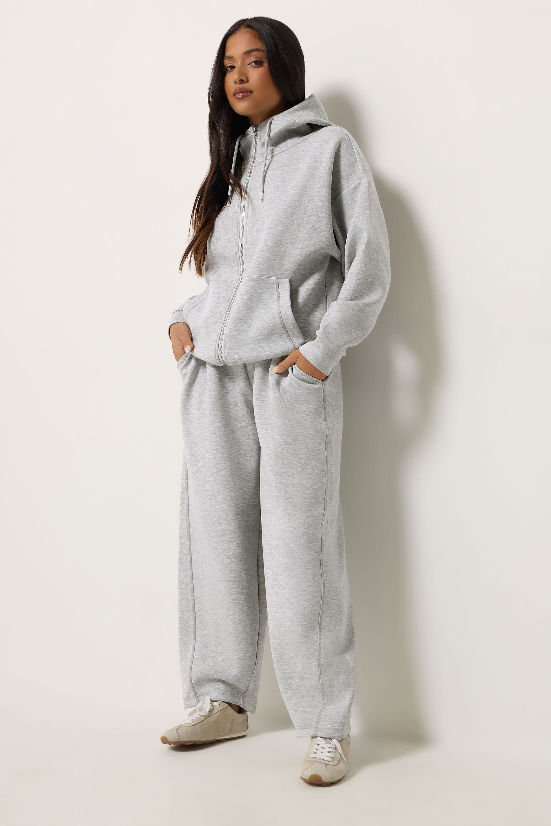 PixieGirl PixieGirl Women's Petite Scuba Funnel Neck Sweatshirt & Joggers in Grey