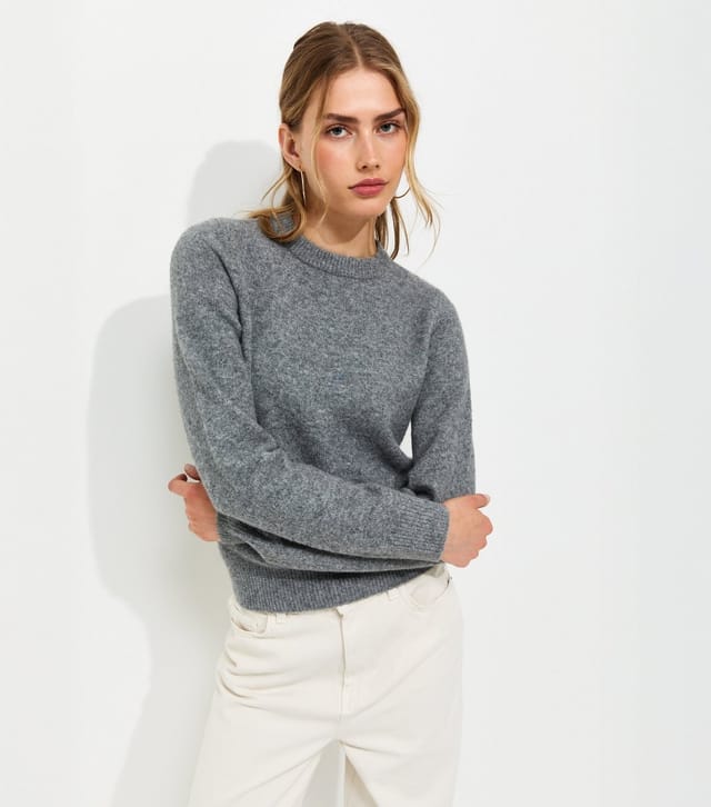 New Look Women's Grey Knitted Crew Neck Jumper New Look - 2