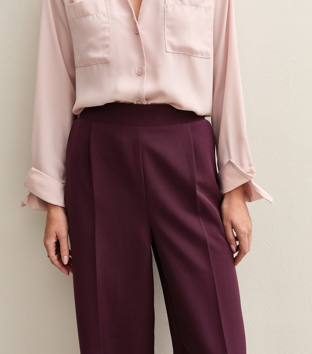 New Look Women's Burgundy Pull On Wide Leg Trousers New Look - 2