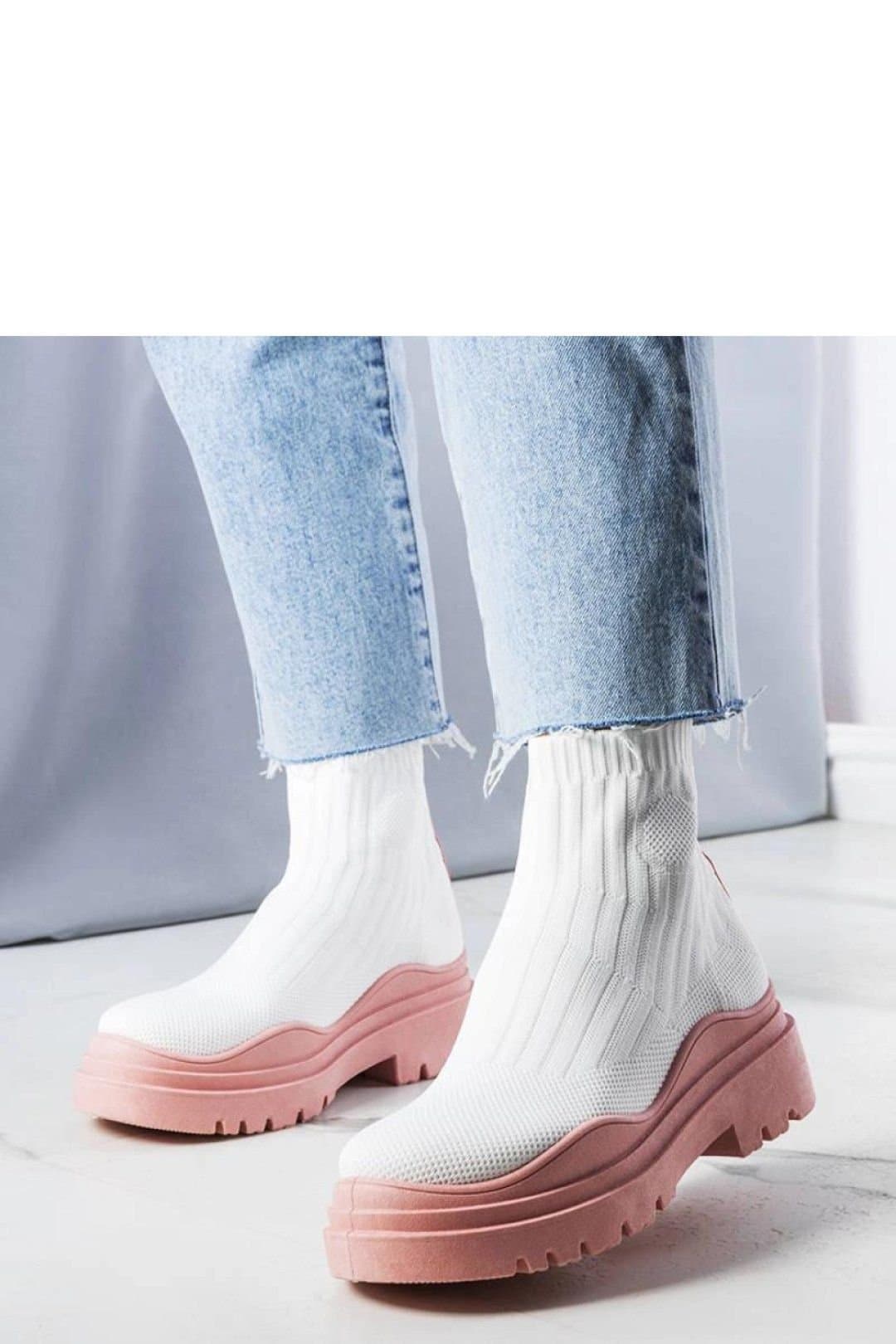 Love Lace Love Lace White Sock Boots with Pink Sole