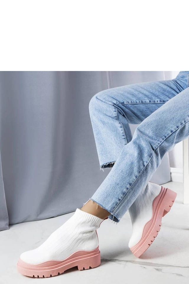 Love Lace Love Lace Women's Cali Slip On Sock Boots Chunky Rubber Sole Pink Protector in White - 2